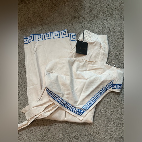 Athens Embroidered Set-Cream/Blue- These Three Boutique - Picture 6 of 8